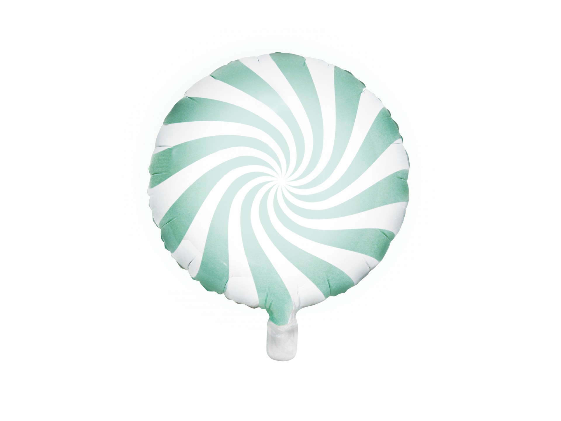 Balão metálico redondo com padrão espiral verde e branco