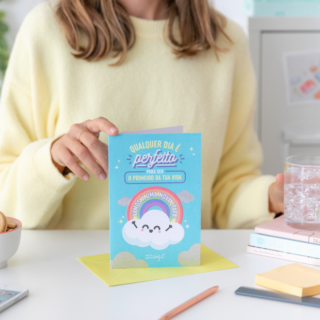 POSTAL - QUALQUER DIA É PERFEITO PARA SER O PRIMEIRO DA TUA VIDA. VAMOS A UMA NOVA ETAPA!