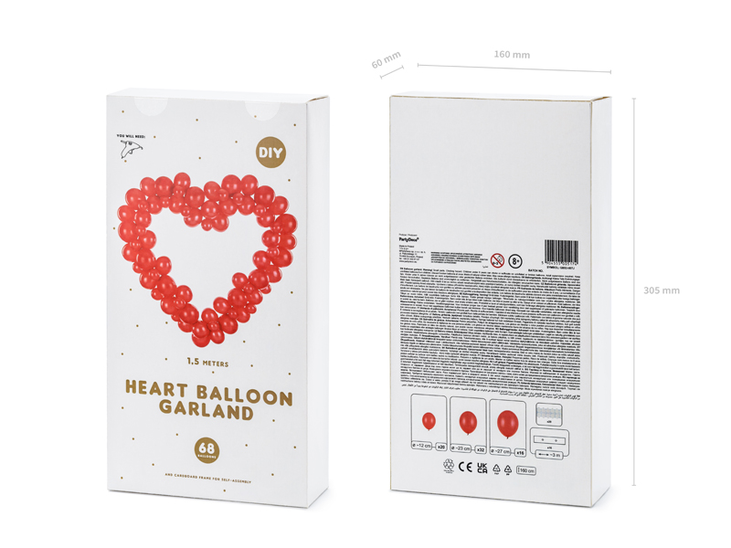 Grinalda Coração balões vermelhos