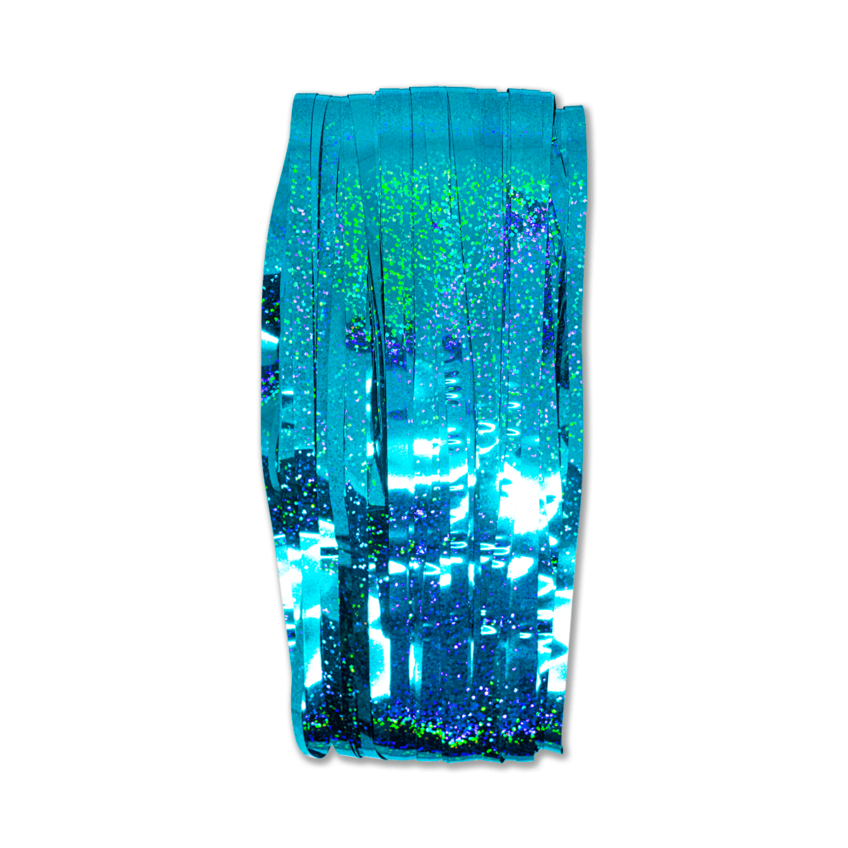 Cortina franjas holográfica azul tiffany