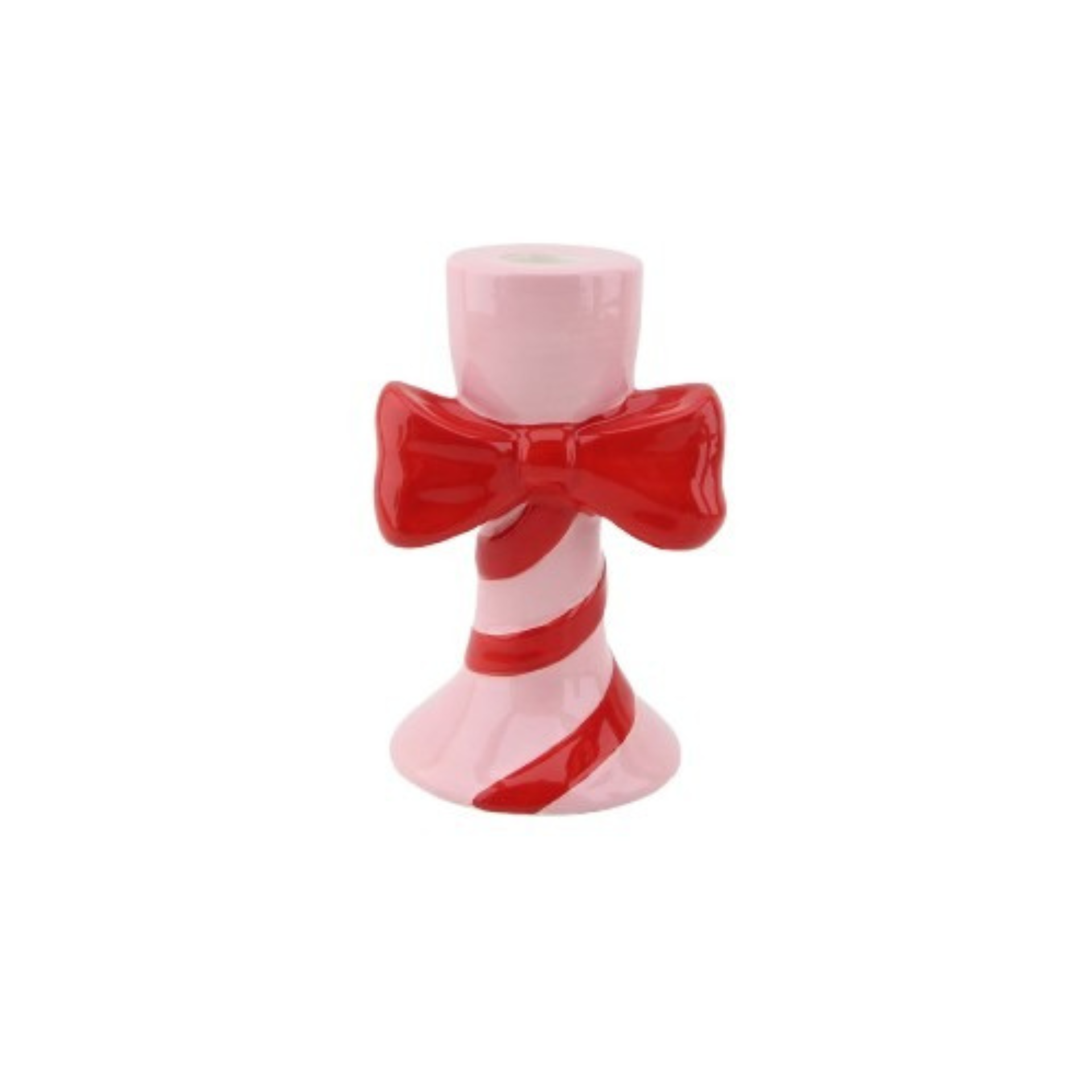 Suporte para velas Riscas com Laço - Rosa/Vermelho
