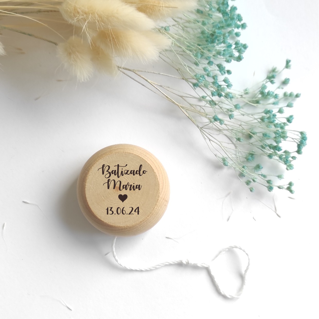 Yo-yo personalizado | Madeira | Lembranças de Batizado | 8 unidades