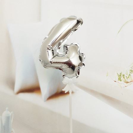 Mini Balão prata Cake Topper 0-9