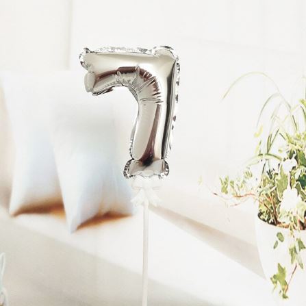 Mini Balão prata Cake Topper 0-9