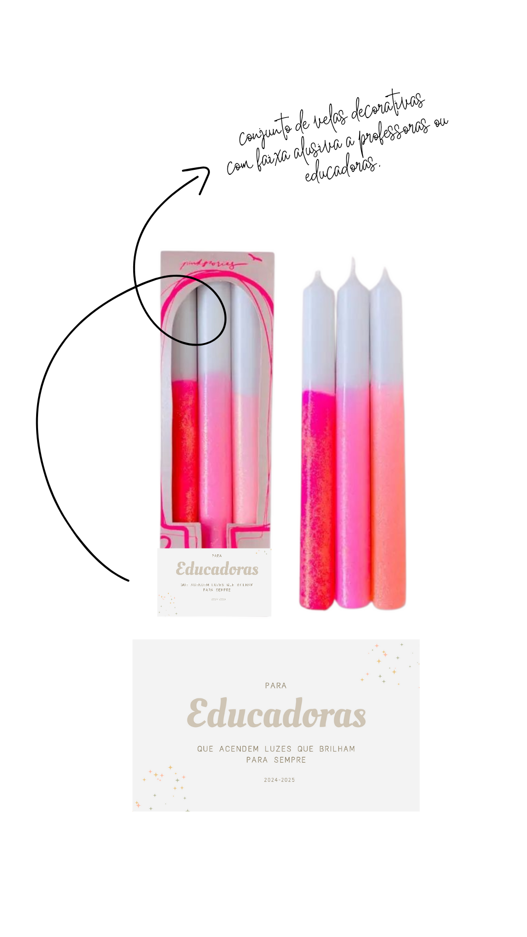 Conjunto de velas | Educadora | Glitter