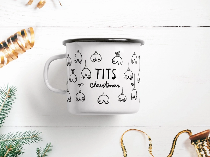 Caneca de esmalte - Tits Christmas