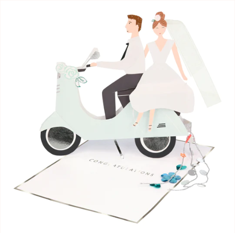 Postal Casamento Scooter