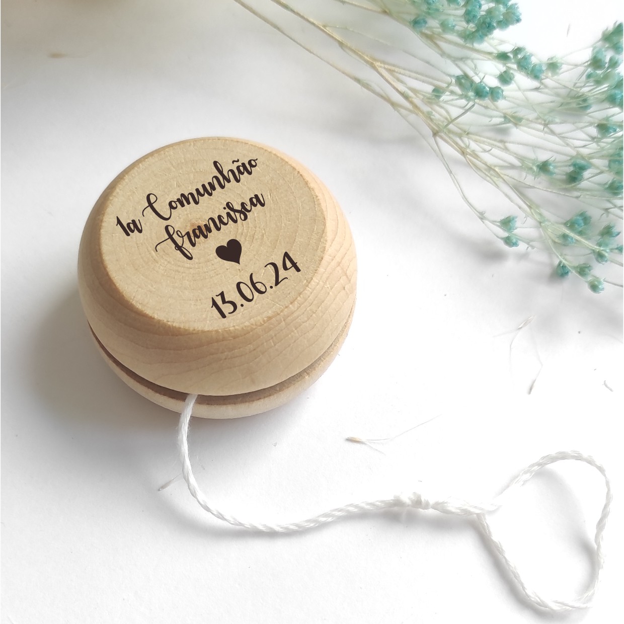 Yo-yo personalizado | Madeira | Lembranças de Primeira comunhão | 8 unidades