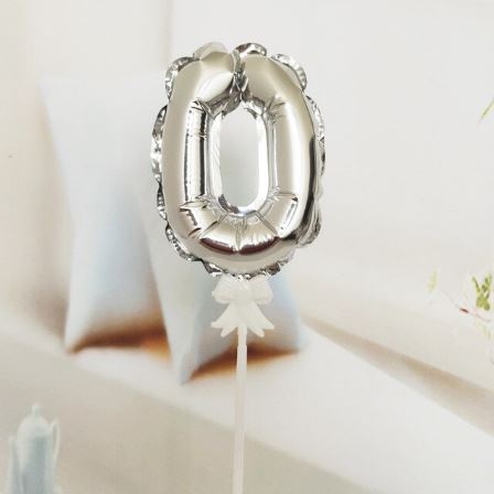 Mini Balão prata Cake Topper 0-9