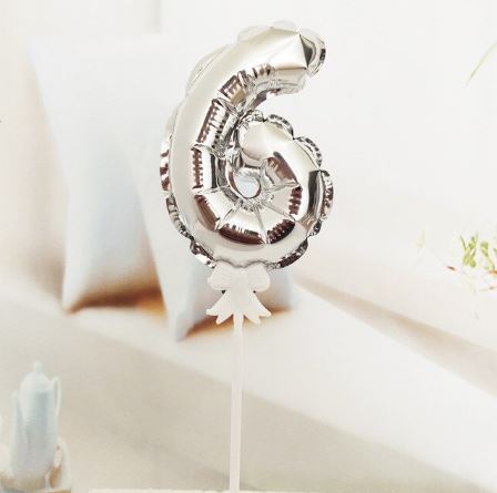Mini Balão prata Cake Topper 0-9
