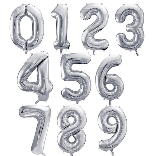 Balão numeros 0-9 prata