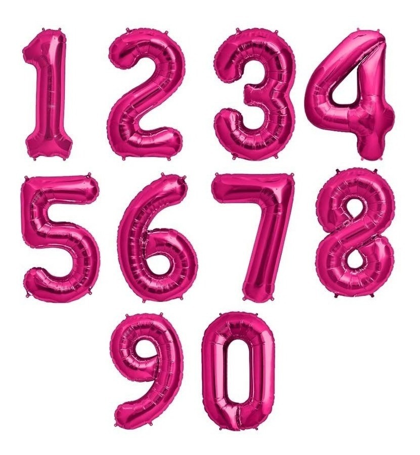 Balão numero 0-9 rosa fushia
