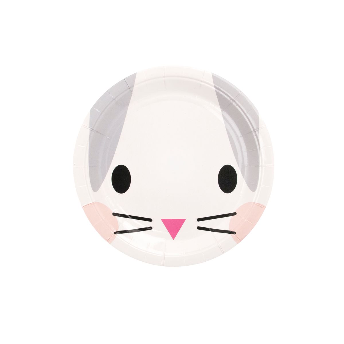 Prato descartável de papel com design de rosto de coelho