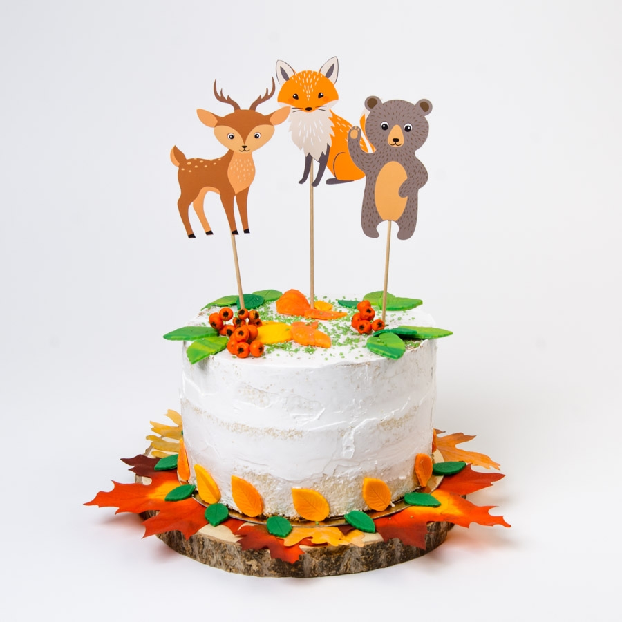 Cake topper Animais do Bosque eco-responsável
