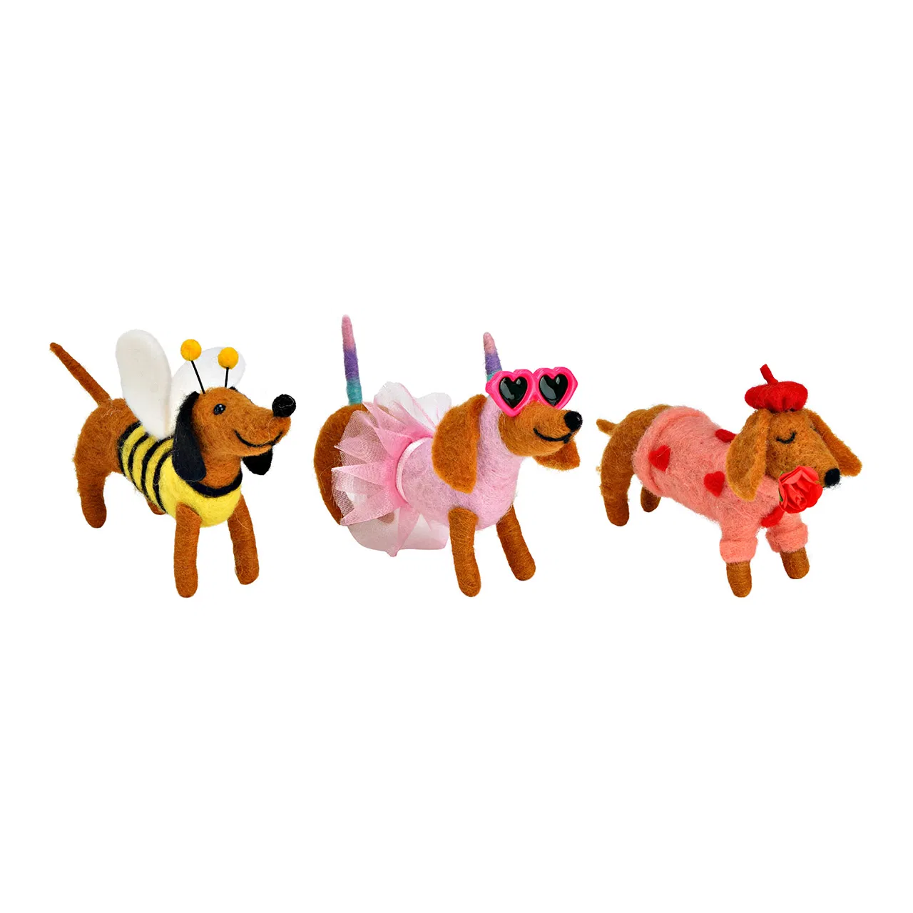 Figura de cão dachshund em feltro