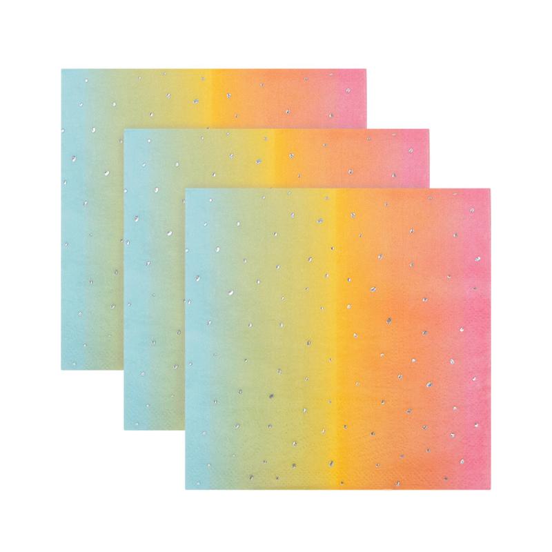 Três panos quadrados coloridos com pontos prateados