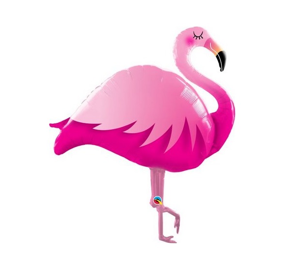 Balão metálico rosa em forma de flamingo