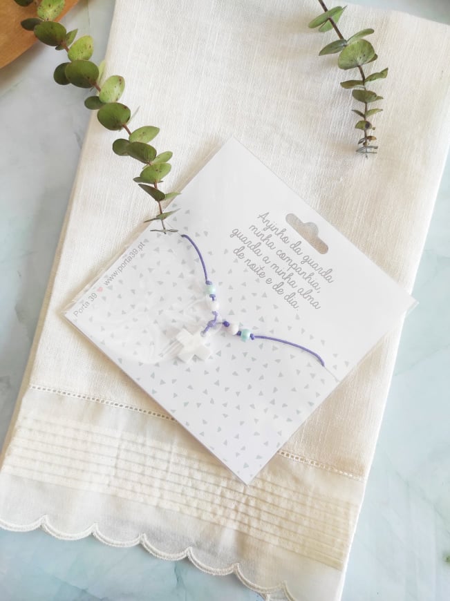 Colar cruz acrilica azul