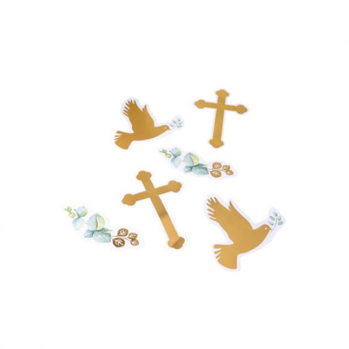 Decoração cruz, pomba, eucalipto