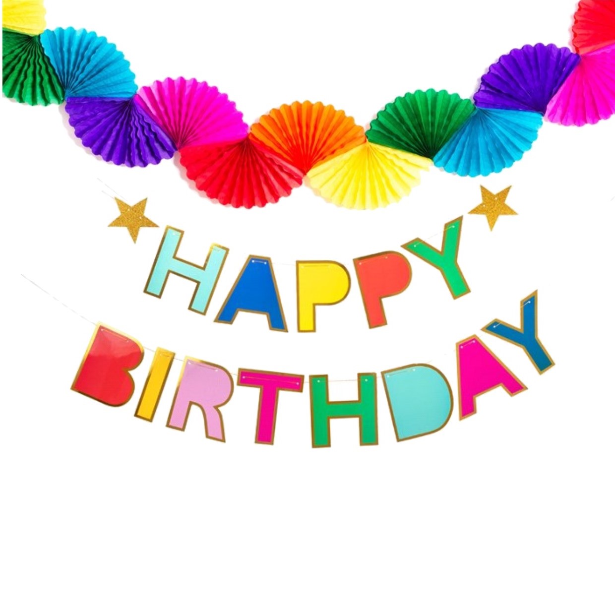 Banner happy birthday arco-íris