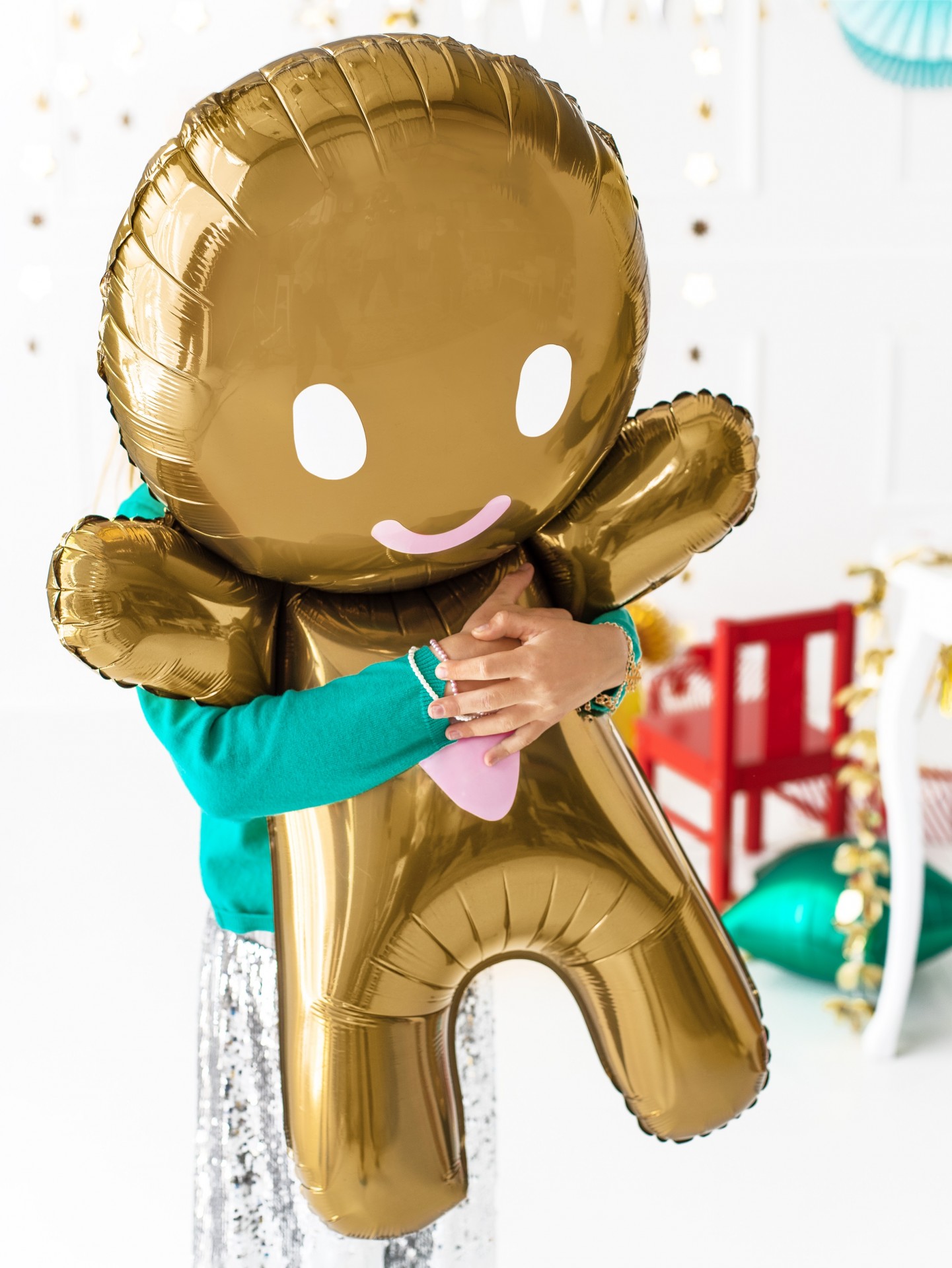 Balão dourado gigante em formato de boneco de gengibre