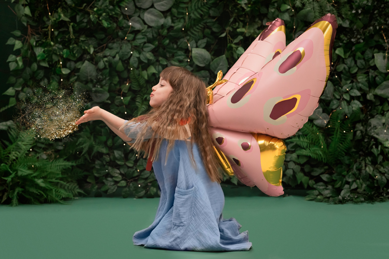 Balão Borboleta pink e gold