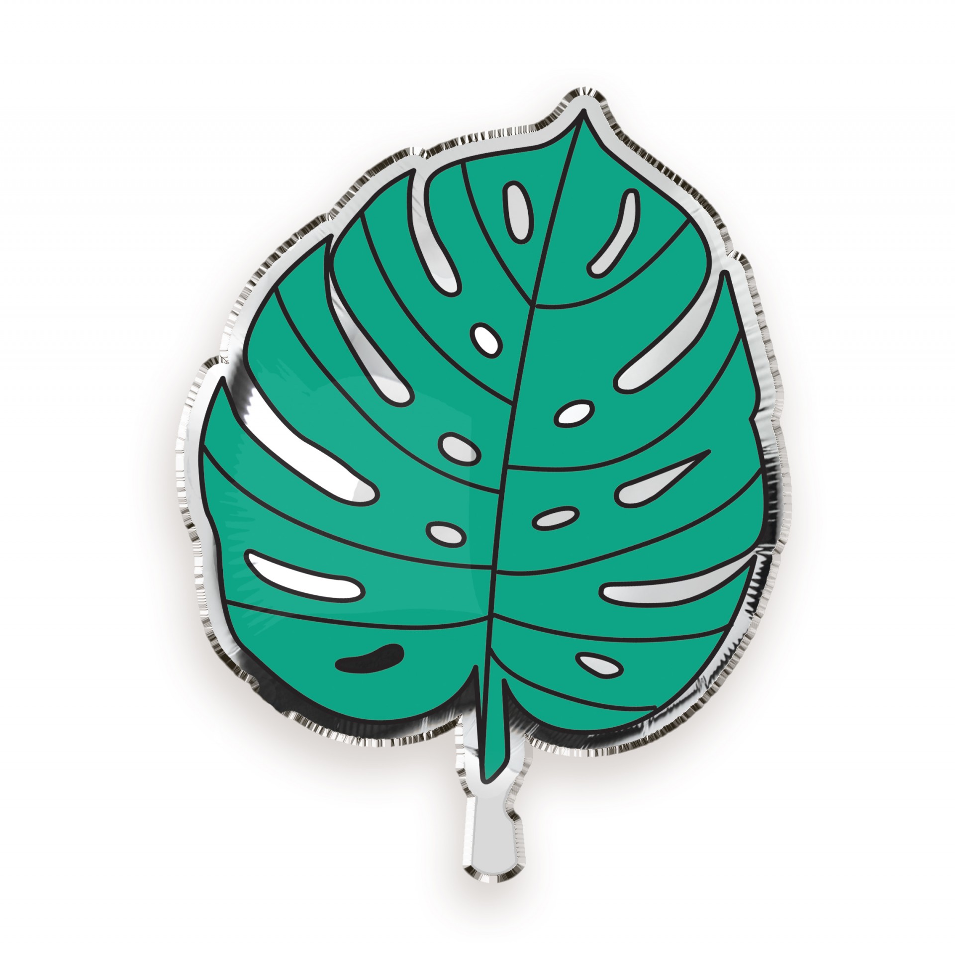 Balão metálico em formato de folha verde