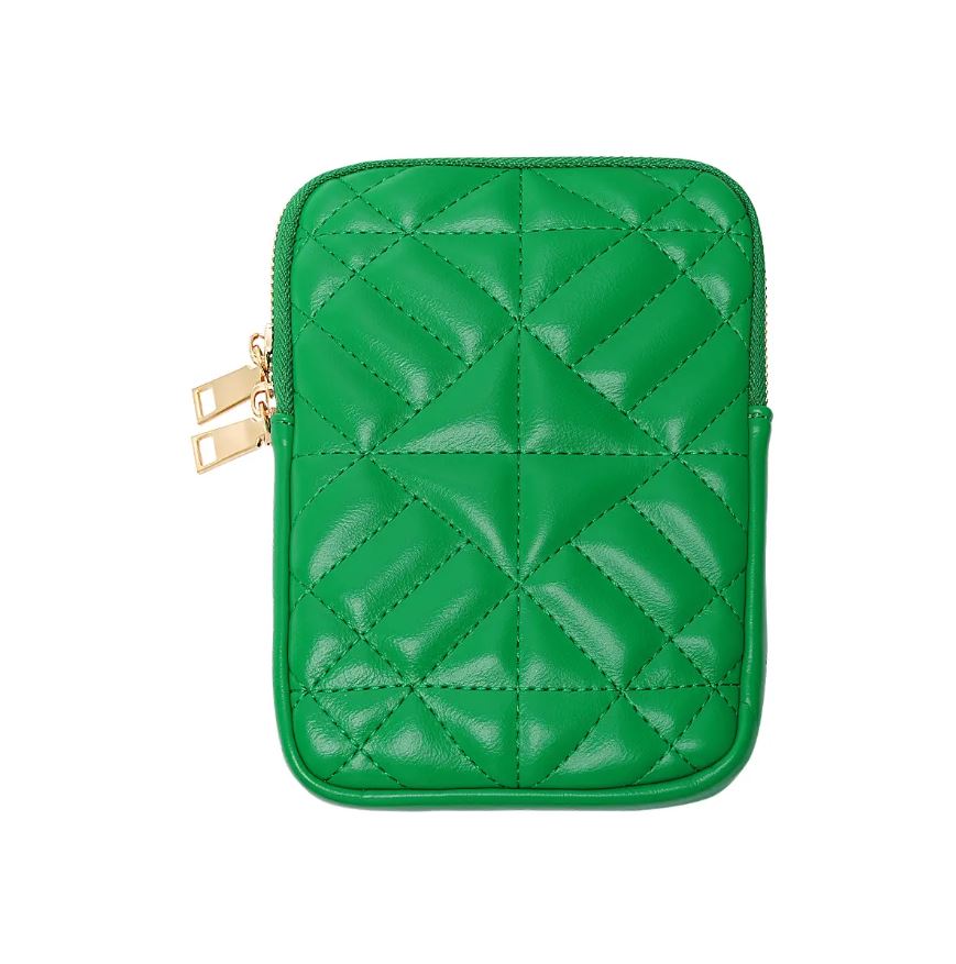 Estojo verde acolchoado com fecho dourado