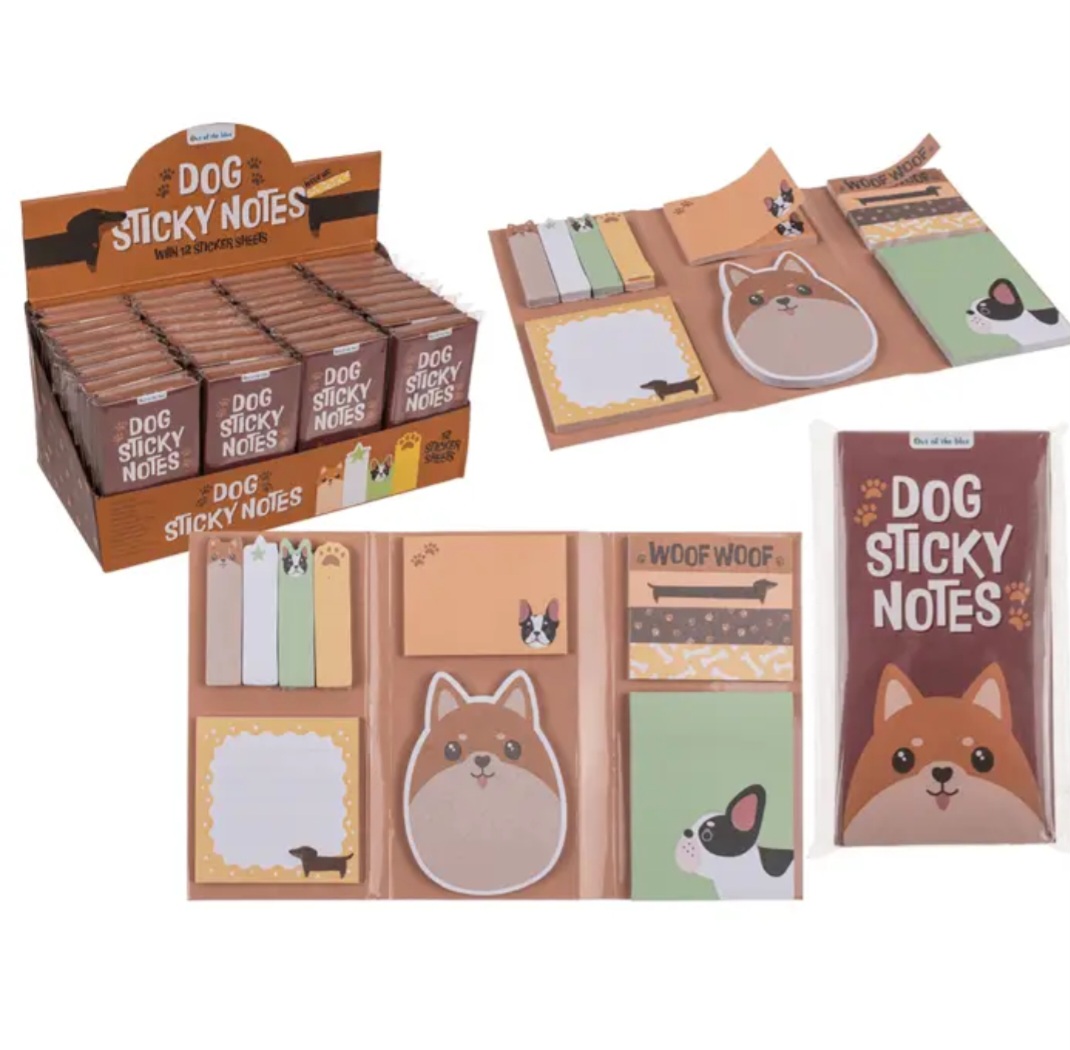 Blocos autocolantes com tema de cães em várias cores e formas