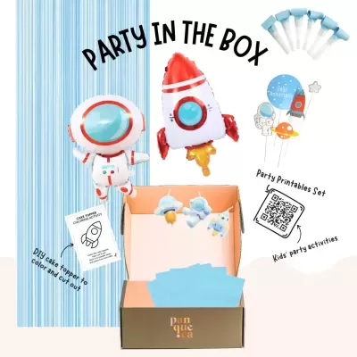 Conjunto de festa infantil com tema de espaço