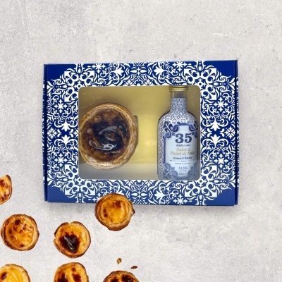 Licor 35 Sabor a Pastel de nata | Pack Miniatura + Copo