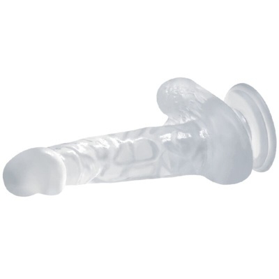 DILDO REALISTA COM VENTOSA E TESTÍCULOS 16,7 CM TRANSPARENTE