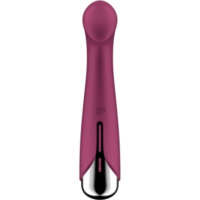 Vibrador rosa escuro com base metálica prateada