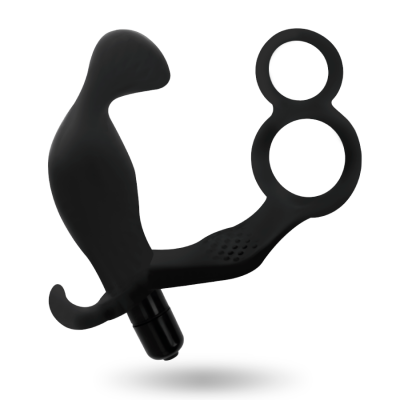 Plug Anal Vibrador com Anéis para Pénis e Testículos