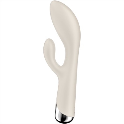 Vibrador cor bege com duas hastes e base cromada
