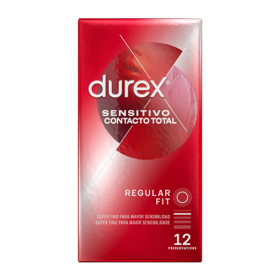 Embalagem vermelha do preservativo Durex Sensitivo Contacto Total