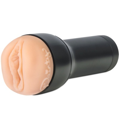 Masturbador masculino preto com interior em silicone cor pele e texturas anatómicas