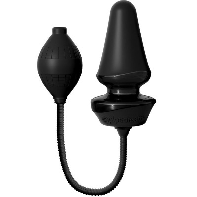 Dispositivo preto de silicone com bulbo para encher e cone cónico compacto ligado por tubo flexível