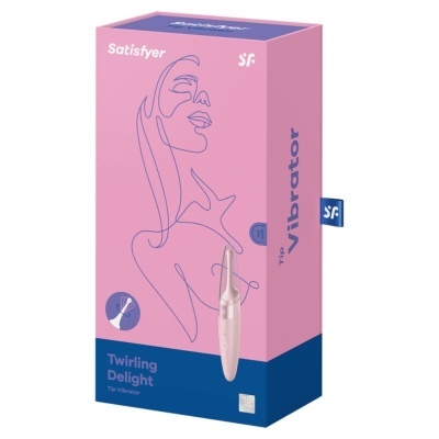 Embalagem rosa e azul do vibrador Satisfyer Twirling Delight