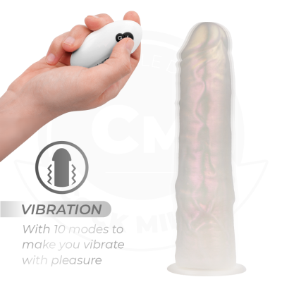 DILDO COM VENTOSA, LUZES E VIBRAÇÃO COM CONTROLE REMOTO BRANCO 20,5 CM