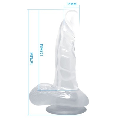 DILDO REALISTA COM VENTOSA E TESTÍCULOS 16,7 CM TRANSPARENTE