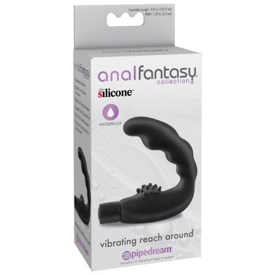 Embalagem de vibrador preto em silicone com texto em inglês
