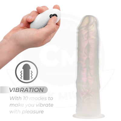 DILDO COM VENTOSA, LUZES E VIBRAÇÃO COM CONTROLE REMOTO BRANCO 19,5 CM