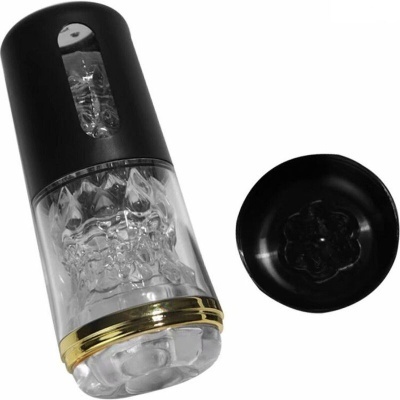 Masturbador masculino transparente com tampa preta