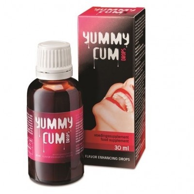Frasco e embalagem do suplemento alimentar Yummy Cum Drops