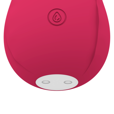 Produto vermelho com ícone de gota e duas luzes brancas