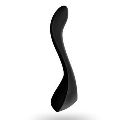Vibrador preto curvo de silicone com design ergonómico