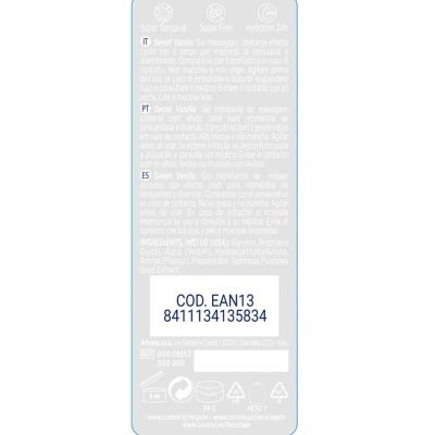 Etiqueta de embalagem de produto com texto multilíngue e código EAN13