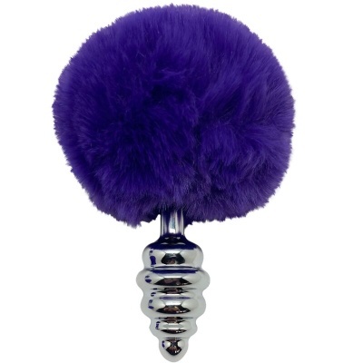 PLUG ANAL DE PRAZER ESPIRAL METAL FLUFFY DARK VIOLET TAMANHO S