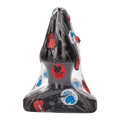 Plug anal preto com base larga quadrada e película decorativa transparente